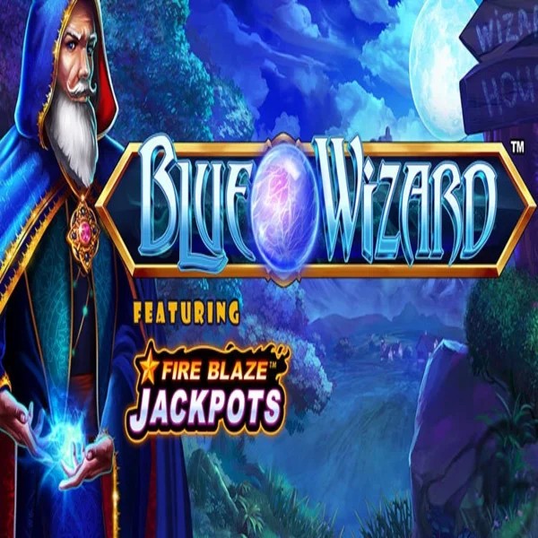 Slots logo of Blue Wizard Fire Blaze Jackpots from Rarestone Gaming at CrownPlay Casino