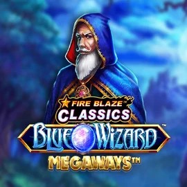 Fire Blaze Blue Wizard Megaways slot logo by Rarestone Gaming at CrownPlay Casino